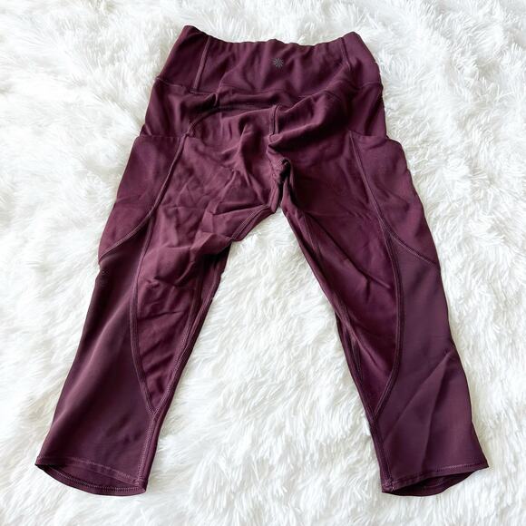 Athleta Salutation Stash Pocket Crop Pants Maroon XS High Rise Yoga - Picture 4 of 6